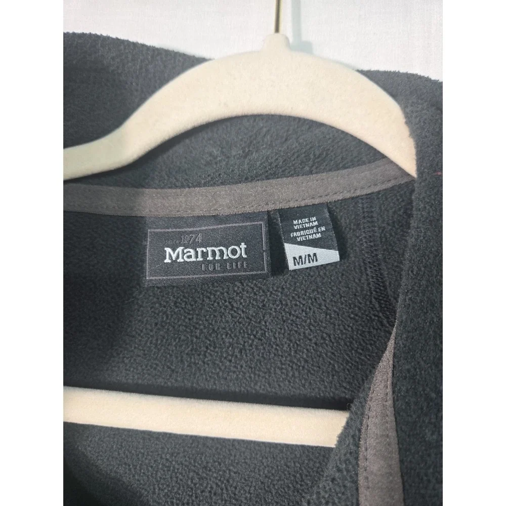 Marmot Fleece Full Zip Mock Jacket Men's M Black Outdoor Hiking Zipper Pockets